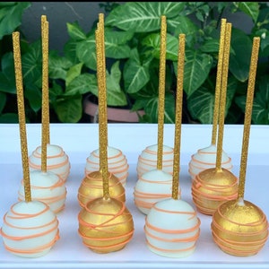 12 Real bright gold glitter cake pop bling sticks, food safe treat sticks, lollipop, lollipop sticks, tea parties, weddings, dessert tables, image 2