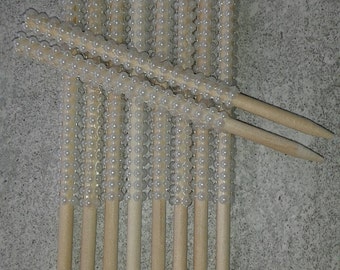 Pearl Candy Apple Sticks, Dessert Table Decor, Bridal Shower (Set of 12)