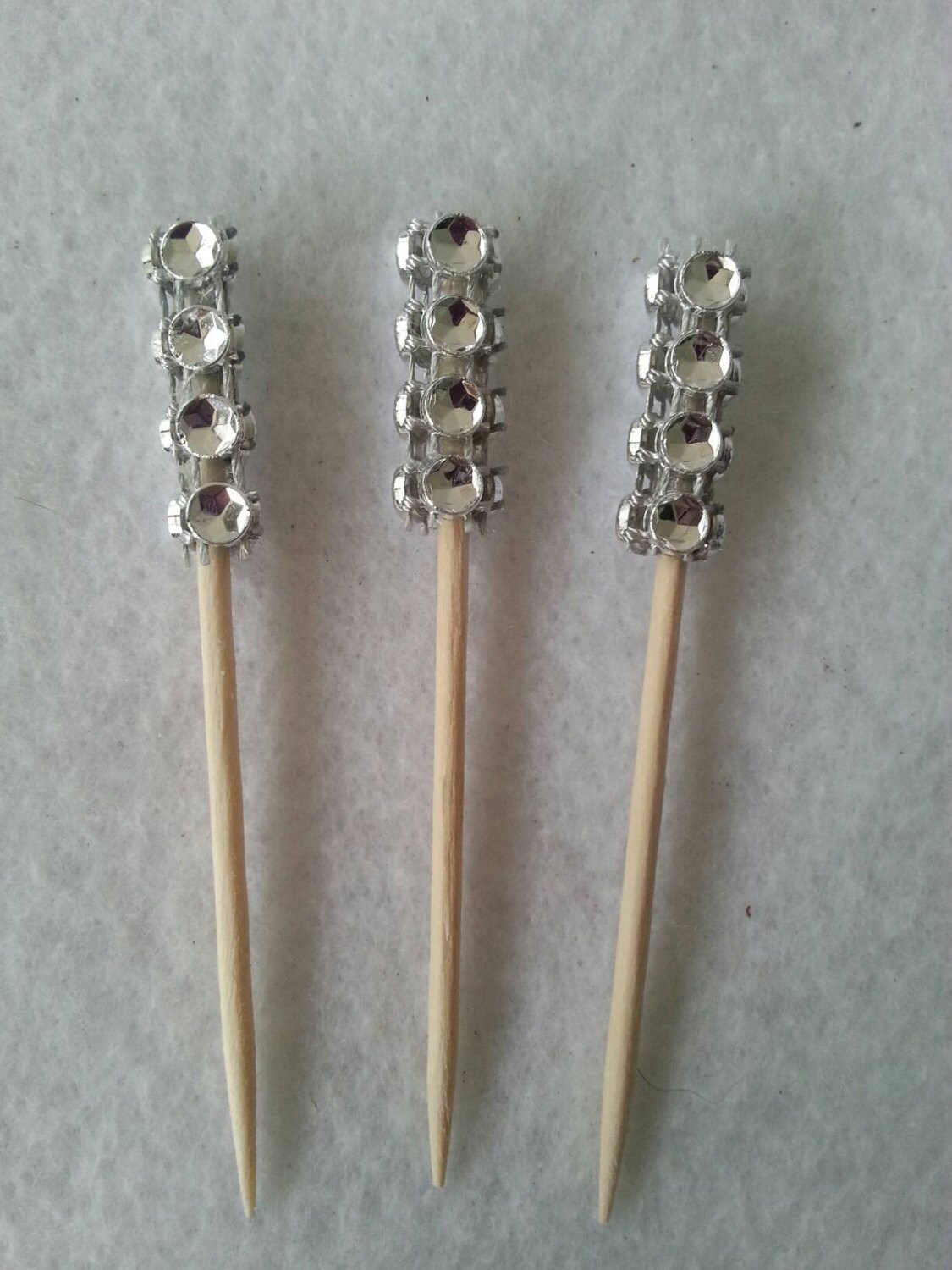 20 Silver Rhinestone Bling Picks Horderve Cocktail Picks Etsy