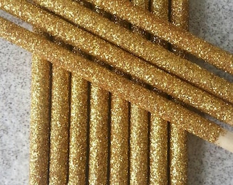 12 Real gold glitter candy apple sticks, sticks, skewers, gold bling, glitter, weddings, bridal showers,candy apple, candy apple supplies
