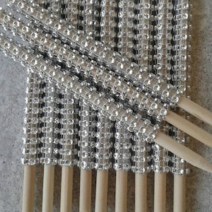 13 Silver diamond mesh candy apple bling sticks,  apples, cake pop, skewers, dessert table, tea party, diamond mesh, candy, glitter sticks