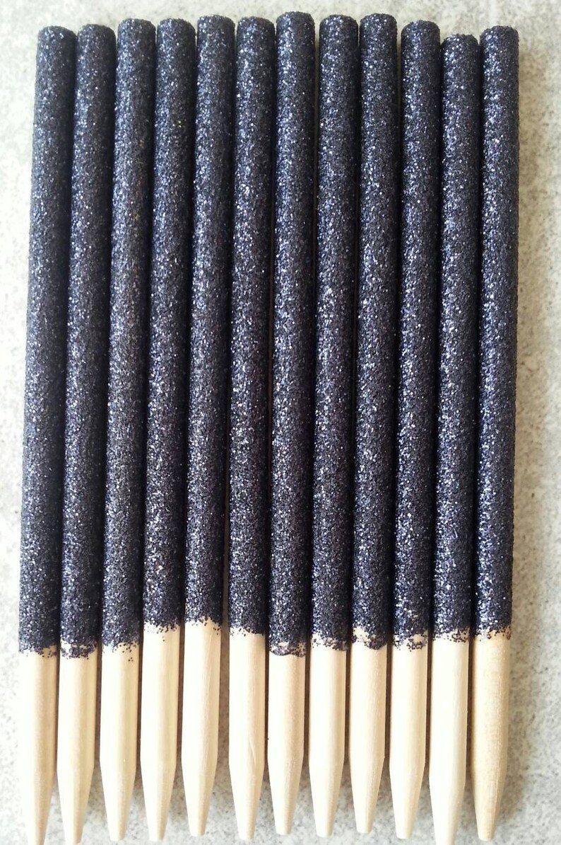 12 Real Black Glitter Candy Apple Sticks Halloween Candy Etsy