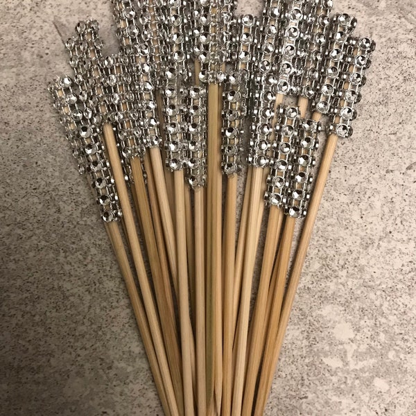 Special, Gold or Silver Only! 25-6" bling fondue picks, skewers, dessert bar, chocolate fountain, tea party, bling sticks, diamond mesh