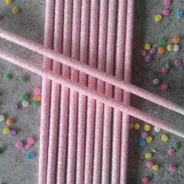 12 princess pink cake pop glitter sticks, bling sticks, glitter, lollipop sticks, tea party, baby girl, gender reveal