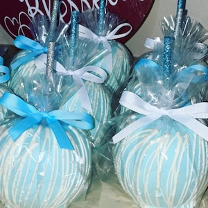 12 Real light blue diamond glitter candy apple sticks, party, dessert bar, glitter, baby shower, birthday, and tea party