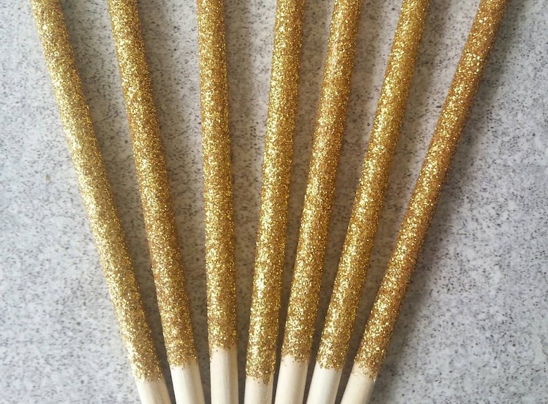 12 Real Gold Glitter Candy Apple Sticks Sticks Skewers Gold Etsy