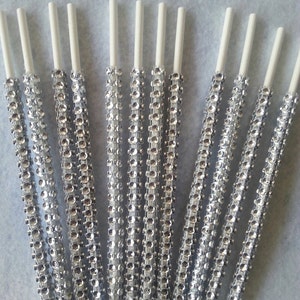 13 Silver 6Rhinestone bling cake pop sticks, treats, rice krispie treats, bling stick, marshmallows, lollipop sticks, diamond mesh, wedding image 3