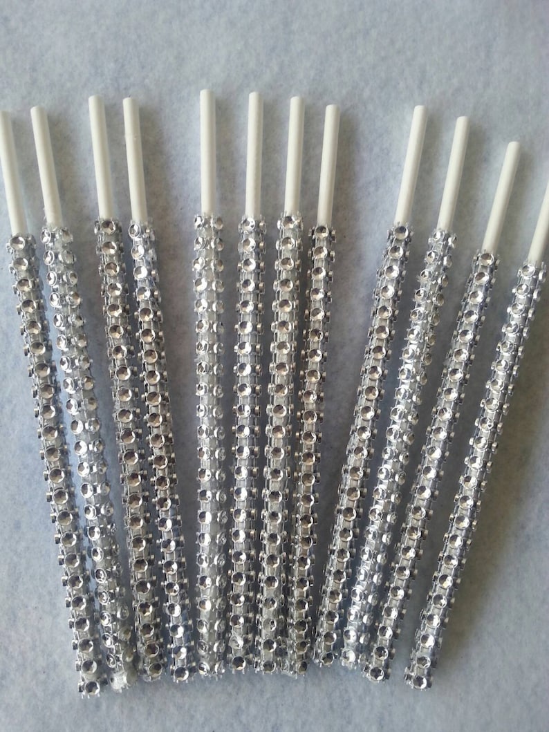 13 Silver 6Rhinestone bling cake pop sticks, treats, rice krispie treats, bling stick, marshmallows, lollipop sticks, diamond mesh, wedding image 3