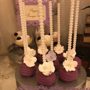 12 Bâtonnets bling bling pour gâteau perlé blanc ivoire de 4 mm, table à desserts, friandises, mariages, douches nuptiales image 2