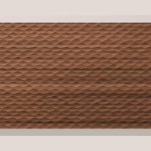 May include: A rectangular wooden panel featuring a repeating, carved geometric pattern of small, raised, diamond-shaped facets across the entire surface. The wood displays a warm, medium-brown tone with visible natural grain lines.