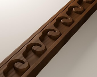 Wave Scroll Molding CNC File, Greek Running Dog Carved Trim 3D Relief STL, 1.5, 2 and 2.5 in Wide, CNC Router & 3D Printer, Aspire Fusion