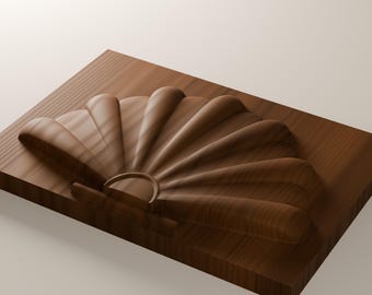 Chippendale Shell CNC File, Carved Fan Shell Furniture Onlay 3D Relief STL, 6, 8 and 10 in, CNC Router & 3D Printer, Aspire Fusion