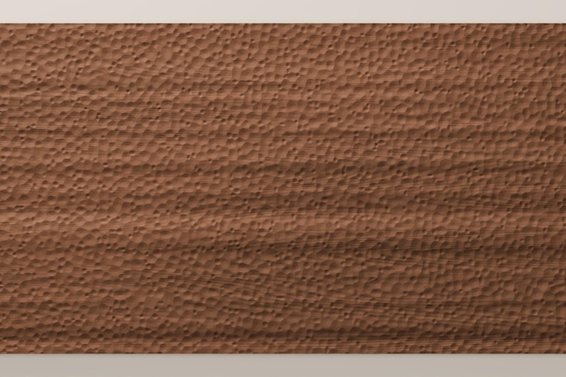 May include: A rectangular wooden panel featuring a medium brown tone and a consistent hammered texture across the entire surface. The wood grain is visible beneath the dimpled pattern, creating a uniform appearance across the flat board.
