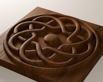 Knot Medallion CNC File, Interlaced Celtic Style Knot 3D Relief STL + Heightmap, 6, 8 and 12 in, CNC Router & 3D Printer, Aspire Fusion