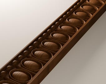 Egg and Dart Molding CNC File, Carved Classical Trim 3D Relief STL, 1.5, 2 and 3 in Wide, Repeats, CNC Router & 3D Printer, Aspire Fusion