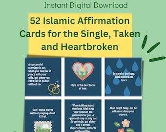 52 Islamic Affirmation Cards: Muslim Self-Care Printables (Digital Download)
