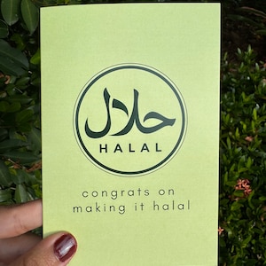 Gefeliciteerd met het halal maken | Grappige moslim Nikkah-huwelijkskaart Shaadi | Opbrengst helpt wezen in Pakistan