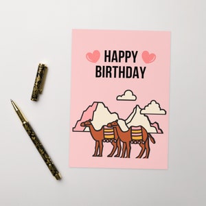 de voeux de chameau arabe de joyeux anniversaire | Arabe méditerranéen original et original pour Habibi | Les bénéfices viennent en aide aux orphelins