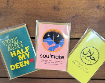 Muslim Love Greeting Card Set – 3 Colorful Islamic Cards