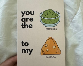 Funny Samosa Chutney Greeting Card: Indian Food Anniversary Card