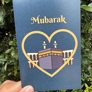 Liefdeskaart Umrah Hajj Mubarak | Mekka hart moslim islamitische kaarten | Opbrengst helpt wezen
