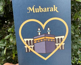 Umrah Hajj Mubarak Love Card | Makkah Heart Muslim Islamic Cards | Proceeds Help Orphans