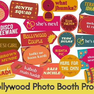 Desi Wedding Photo Booth Props: Bollywood Sangeet, Mehndi (Digital Download)