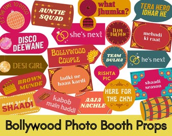 Desi Wedding Photo Booth Props: Bollywood Sangeet, Mehndi (Digital Download)