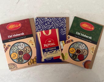 Eid Mubarak Card Set – Shan Masala & Royal Design, 3-Pack | South Asian Islamic Greeting Cards