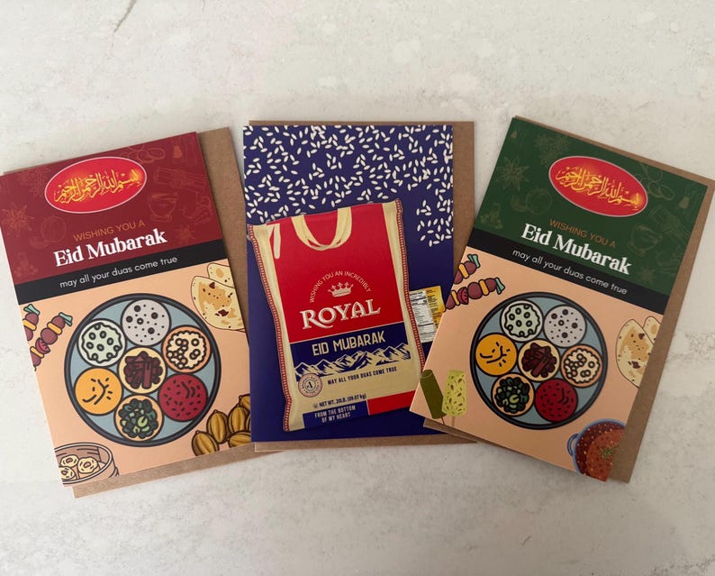 Eid Mubarak Card Set – Shan Masala & Royal Design, 3-Pack | South Asian Islamic Greeting Cards image 1