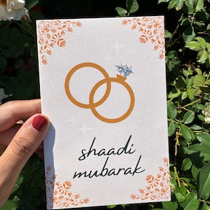 Shaadi Mubarak-trouwkaart - elegante beige Zuid-Aziatische huwelijksgelukwensenkaart - Urdu Shaadi Mubarak-groet - 4 x 6 matte afwerking