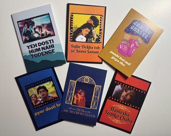 Bollywood Greeting Card Set – 6 South Asian Romance & Friendship Cards