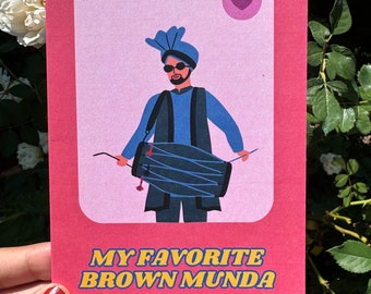 My Favorite Brown Munda Card: South Asian Greeting with Kraft Envelope
