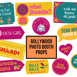 Bollywood Wedding Photo Booth Props: Indian Sangeet, Mehndi (PDF Print)