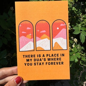 Tarjeta de felicitación con oración islámica sincera, tamaño 4 x 6, con sobre Kraft, para apoyar a los huérfanos