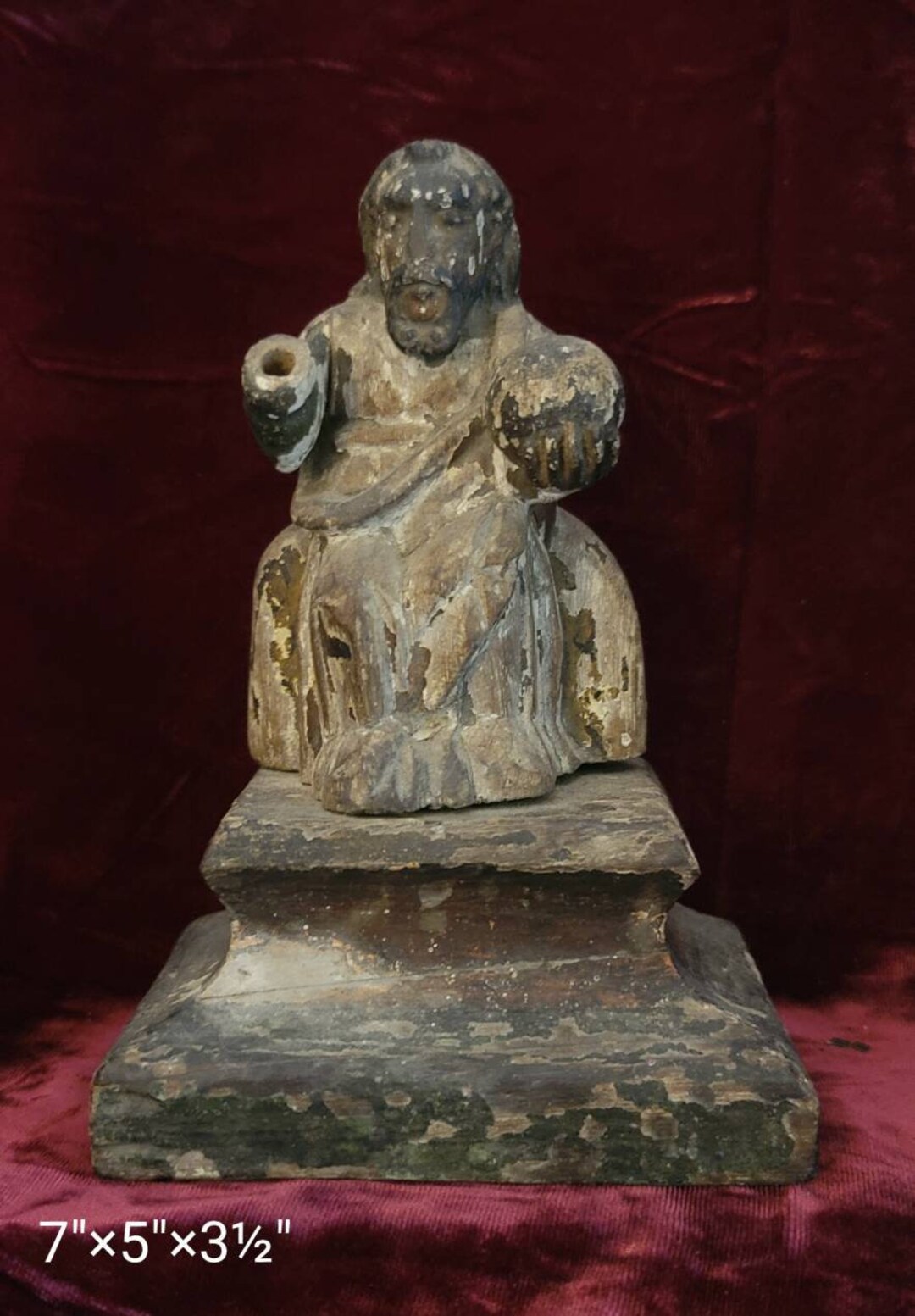 Rare Seated Christ the King Wooden Santos Etsy