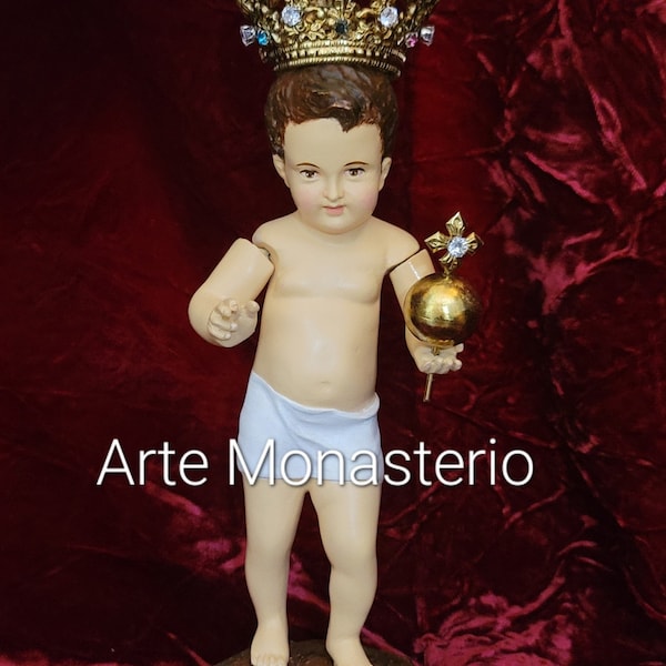 Bejeweled Gold Plated Metal Crown and Orb for Infant Jesus Statue / Santos