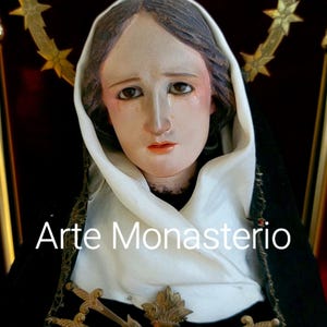 Antique Wooden Spanish Statue of Our Lady of Sorrows / Dolorosa