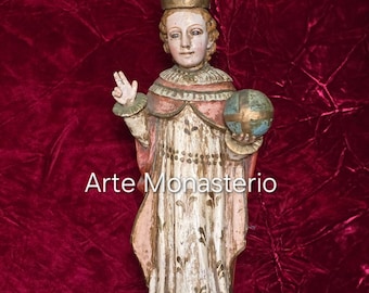 Vintage Wooden Santos Image of the Holy Infant Jesus