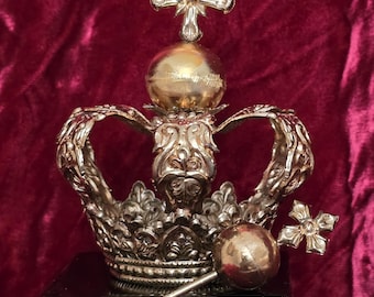 Hand Hammered Gold Plated Crown for Religious Images or Santos