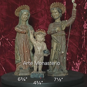Antique Wooden Holy Family Santos