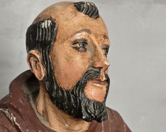 Antique Wooden Tabletop Santos Image of St. Francis