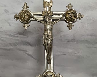 Vintage Ornate Table Top Crucifix