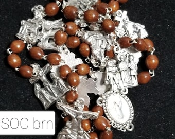 Stations of the Cross Rosary with Brown Beads from Fatima