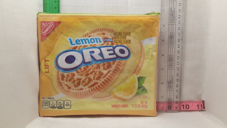 Lemon Oreo upcycled zipper bag