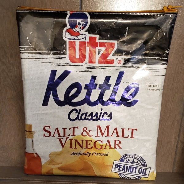 Salt and Malt Vinegar Chips upcycled zipper bag