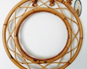 Vintage large round cane mirror frame