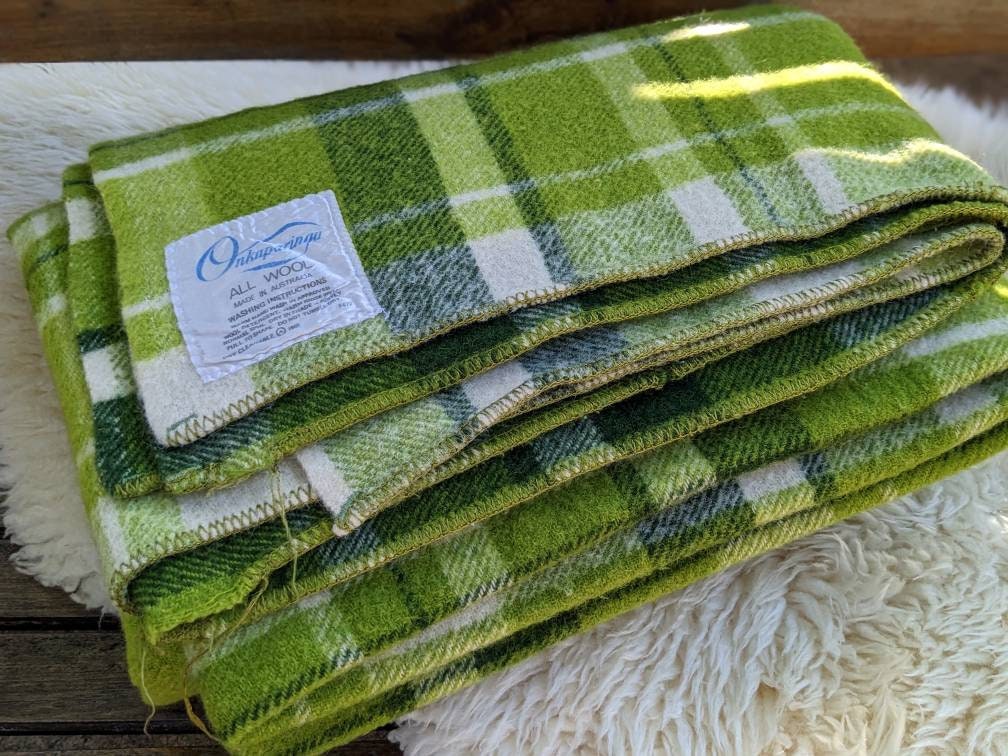 Vintage Woollen Blanket / Retro Plaid Blanket / Vintage Wool Etsy