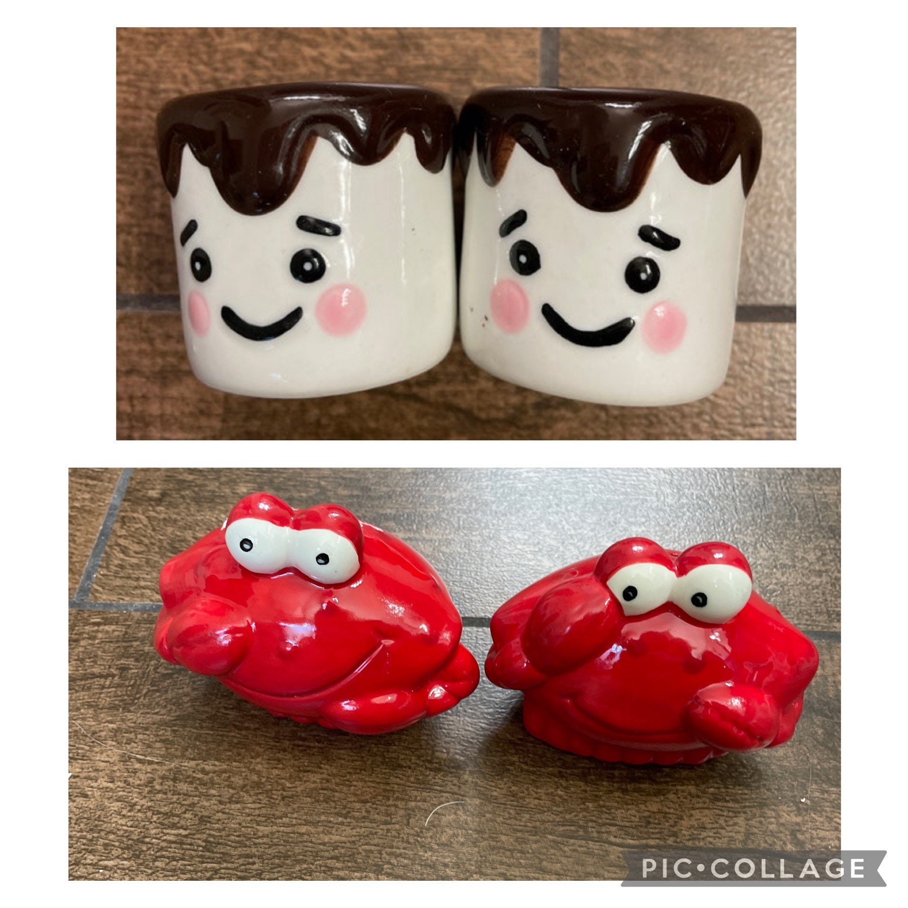 Vintage Marshmallows Salt and Pepper Checkers 1.75 Tall/ Crab Etsy