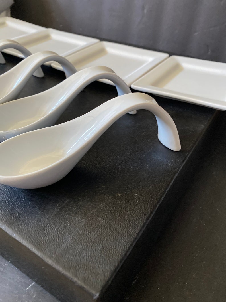Appetizer serving set Chinese desert spoons white porcelain | Etsy